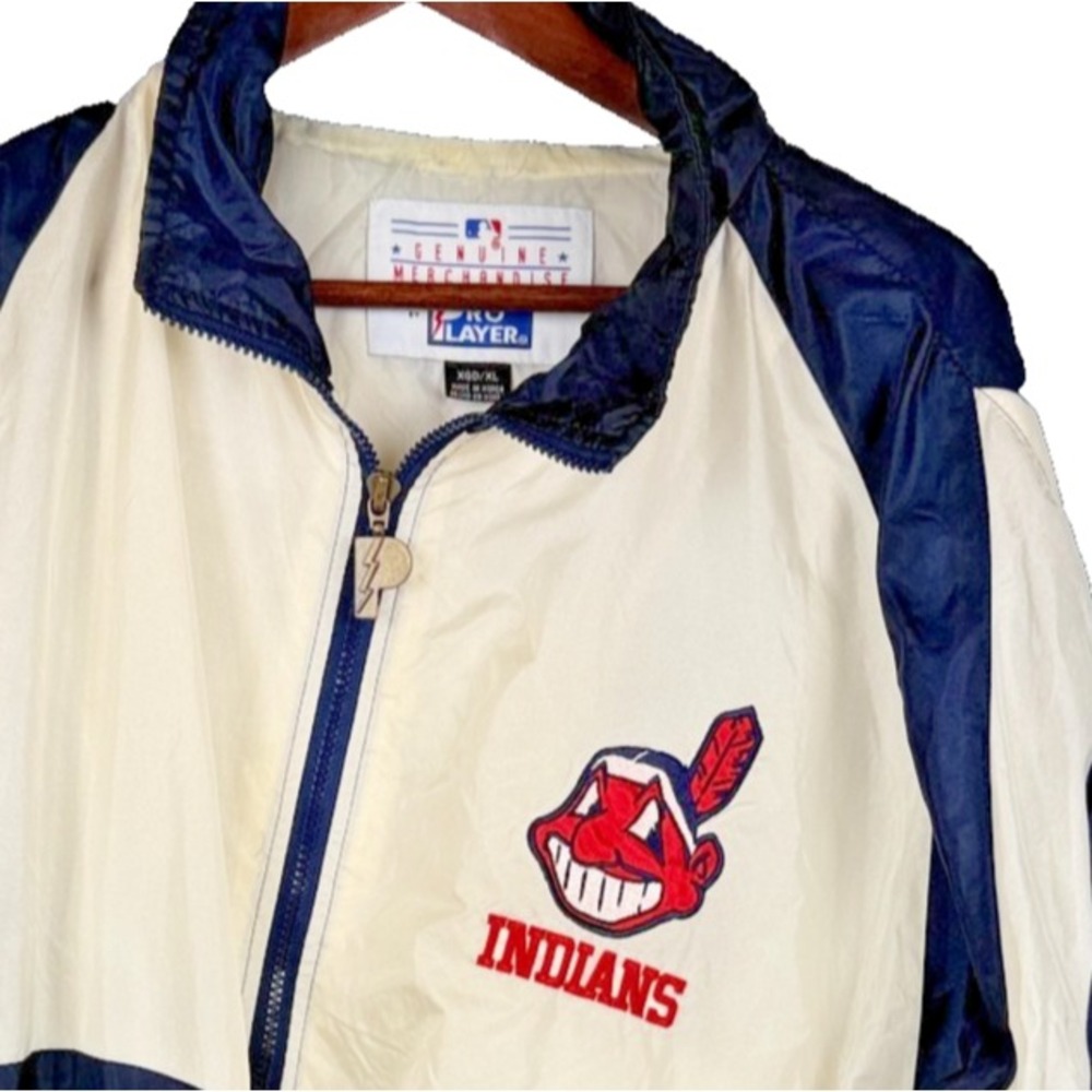 Vintage Pro Layer MLB Cleveland Indians Chief Wahoo Windbreaker Jacket Mens XL